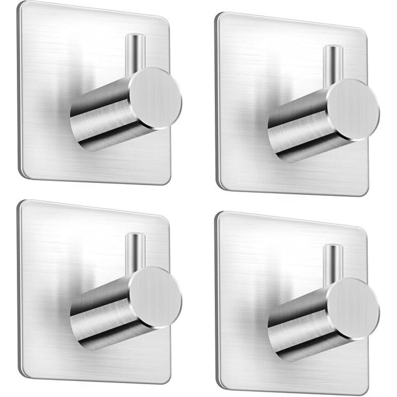 Toallero sin necesidad de taladrar acero inoxidable paquete de 4 ganchos adhesivos extra fuertes ganchos inoxidables autoadhesivos ganchos adhesivos