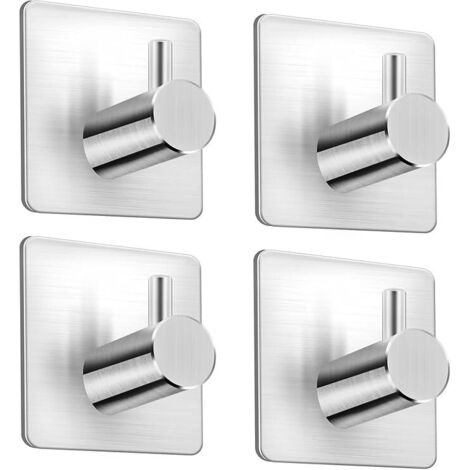 Toallero sin necesidad de taladrar acero inoxidable paquete de 4 ganchos adhesivos extra fuertes ganchos inoxidables autoadhesivos ganchos adhesivos baño ganchos de pared autoadhesivos para baño y coc
