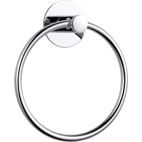 Toallero sin perforación, toallero redondo cromado plateado, autoadhesivo para baño, accesorios de baño de acero inoxidable, toallero pequeño montado en la pared