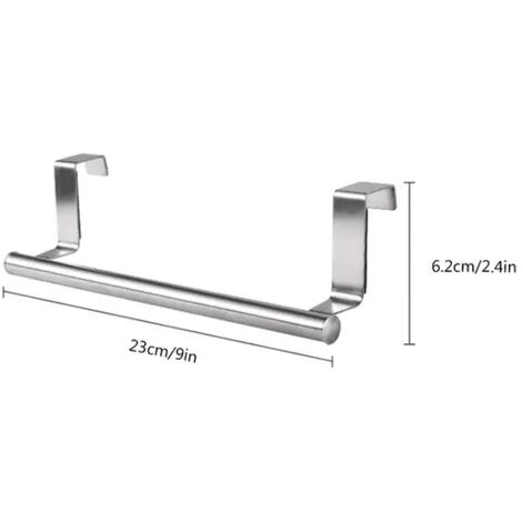 Toallero sobre puerta, soporte para colgar toallas, acero inoxidable, para baño, cocina, armarios, toallero, estante para colgar tela, 23 x 6,2 cm