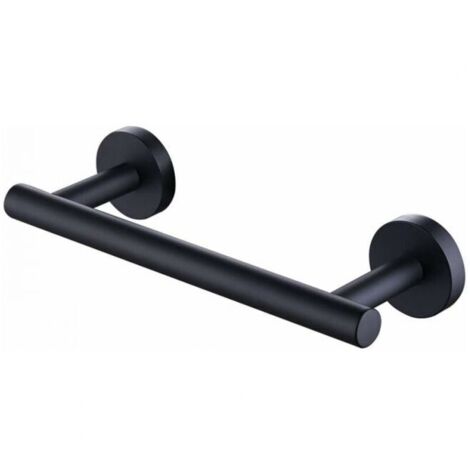 Toallero, toallero para baño, montaje en pared, 30 cm, negro, acero inoxidable SUS304, toallero