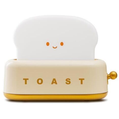 Toast grille-pain veilleuse créative chambre chevet avec lumières éteintes charge LED lampe de bureau cadeau d'anniversaire (jaune)