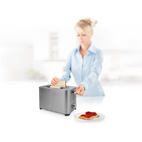 Toaster Edelstahl 2 kurze Schlitze mit 7 Stufen & Brotrost - 850 Watt