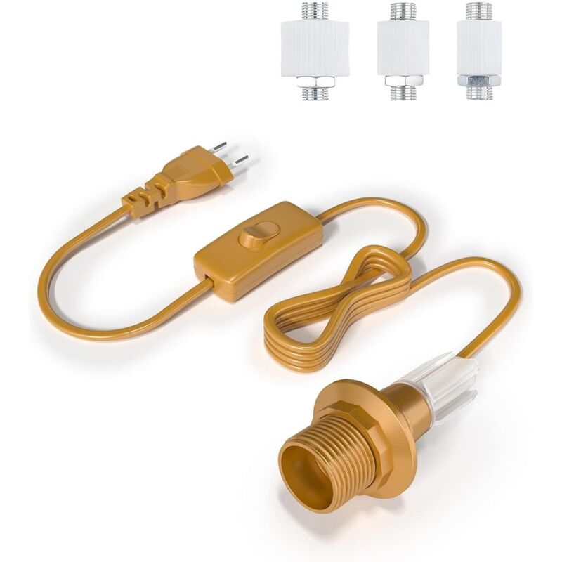 TobeBright Kit Adaptateur Lampe Bouteille E27 avec Interrupteur et EU Prise, Doré, Lot de 1