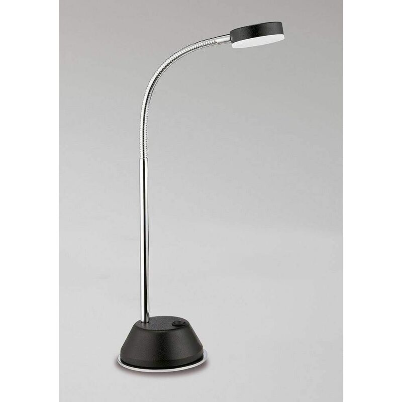 09diyas - Tobias Table Lamp 1 Bulb 3W LED 3000K, 300lm, matt black / frosted acrylic / polished chrome