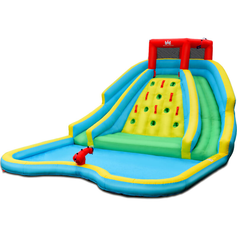 Helloshop26 - Toboggan aquatique gonflable 5 en 1 avec pataugeoire aire de jeux gonflable en oxford avec mur d'escalade charge 150 kg pour 3-10 ans