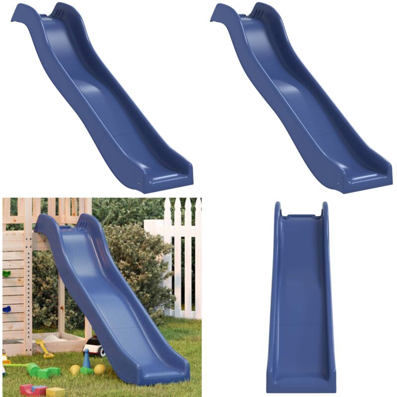 Toboggan de jeu bleu 174x38 cm polypropylène - Toboggan Enfant - Toboggan Extérieur - Aire De Jeux - Jeux En Plein Air - Jouet Enfant - Home & Living