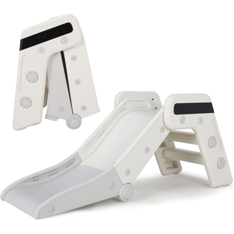 Tlgreen - Toboggan Pliable Enfants, Toboggan Amusant, Toboggan Maternelle, Stable, Sûr, Jusqu'à 50 kg, Blanc-Gris