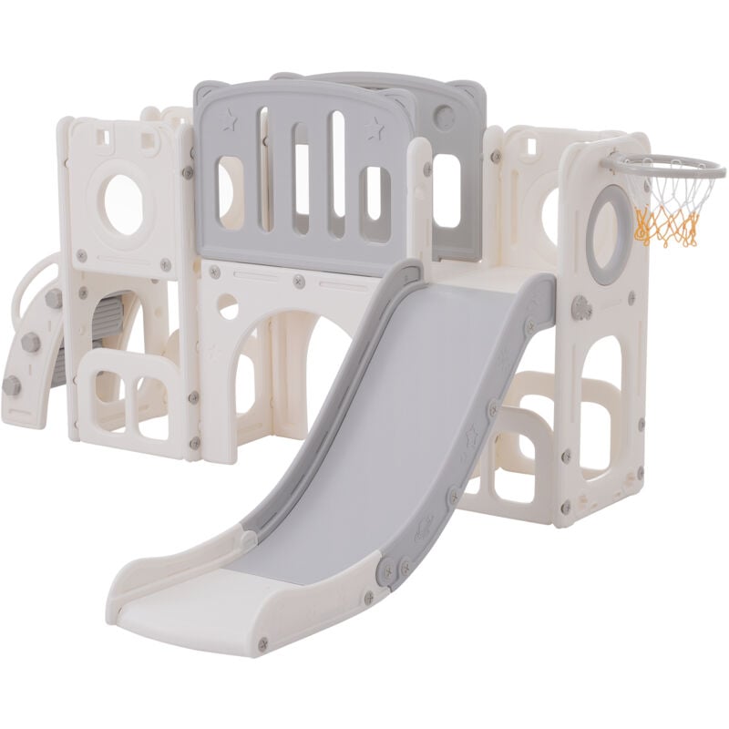 Modernluxe - Toboggan pour enfants 6 en 1 - composé d'un toboggan, d'un panier de basket, d'un escalier, d'un tunnel et de deux rangements