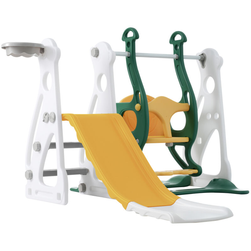 Toboggan pour enfants avec balançoire,4 en 1 toboggan pour enfants, toboggan, cages d'escalier, balançoire, cadre de basket-ball ,balançoire toboggan