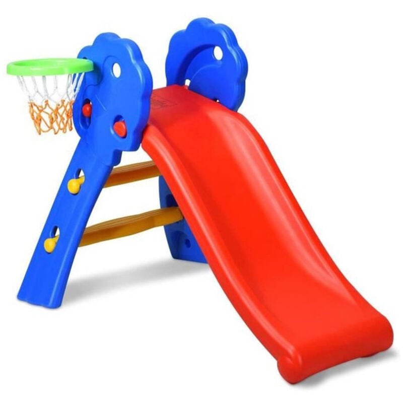 Aqrau - Toboggan pour Enfants avec Panier de Basketball, Toboggan idéal pour Les Tout-Petits, aire de jeu pour le jardin.