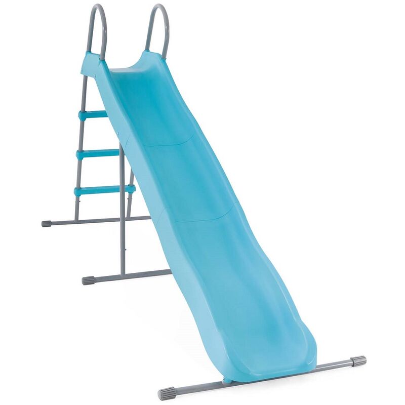 Toboggan pour enfants Intex 44107 en plastique bleu et acier cm.251x84x147h pour terrasses de piscine de jardin