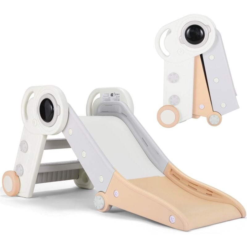 Tlgreen - Toboggan pour Enfants, Toboggan Enfant Extérieur et Intérieur, Toboggan Amusant Pliable, Stable, Sûr, Jusqu'à 50 kg, Jaune-Gris