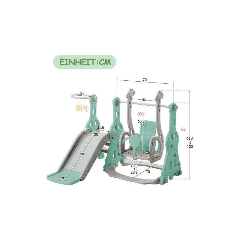 L&h-cfcahl - Toboggan pour enfants, toboggan pour enfants 4 en 1 balançoire avec support de basket-ball, échelle d'escalade, balançoire toboggan de