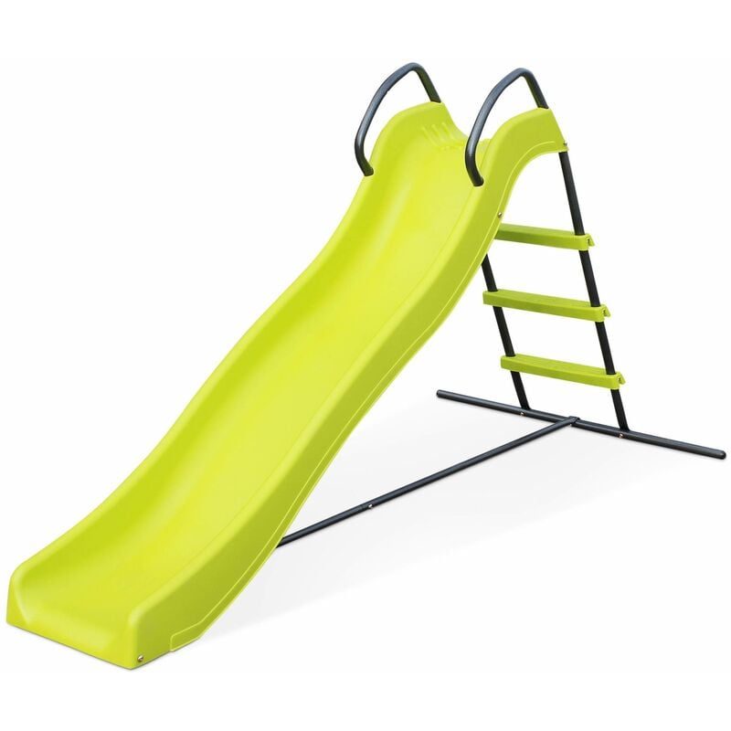 Sweeek - Toboggan - Sirocco vert - Glissière double vague. 175cm de longueur. structure de jardin extérieure. aire de jeu pour le jardin.