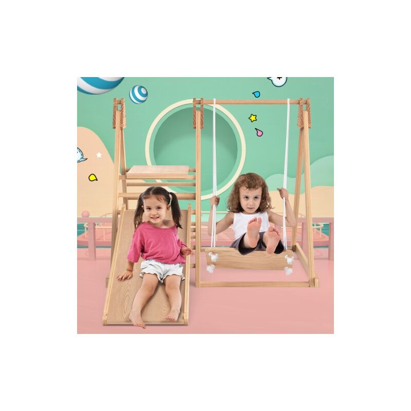 Toboggans et balançoires pour enfants, jouets en bois pour enfants. Bois de pin massif, contreplaqué. Jouet pour enfants 3 en 1 avec cadre