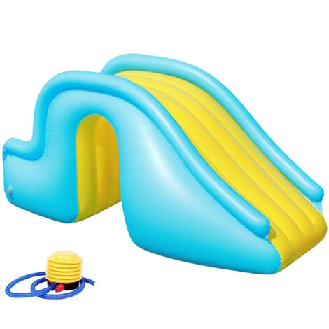 Toboggans gonflables, toboggans de piscine, fournitures pour piscine d'été, jouets aquatiques pour enfants, bleu + pompe gonflable