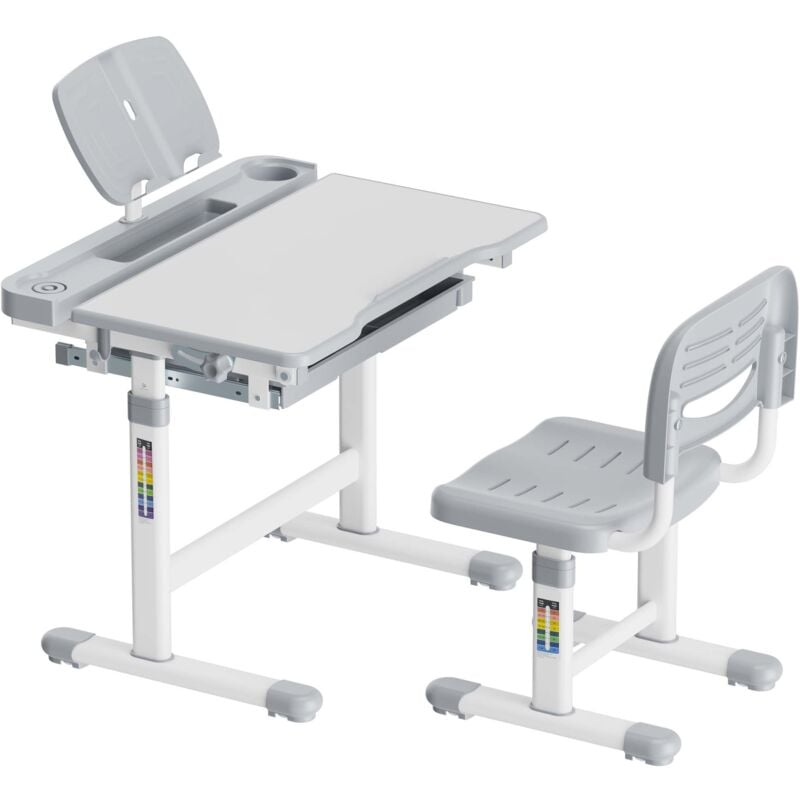 Toboli Kit Bureau évolutif pour enfants – 664 x 365 x 546-766 mm – capacité max. 75 kg – Acier – Hauteur et inclinaison ajustables 0–40° – Table avec