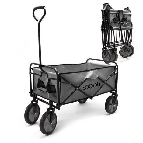 Toboli Chariot Enfant Pliable – capacité 100 kg – 1000 x 505 x 1120 mm – de couleur Grise – pour Transport Marchandise Outils Tout-terrain Plage Nature