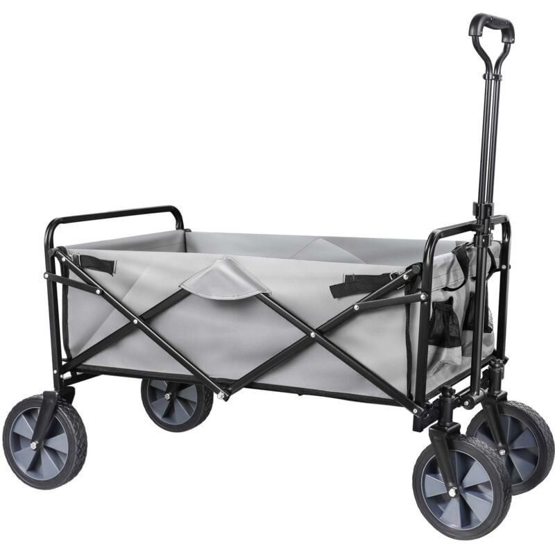 Toboli - Chariot Enfant Pliable Gris 100 kg Poignée Télescopique Transport Outils Tout-terrain Plage - grau