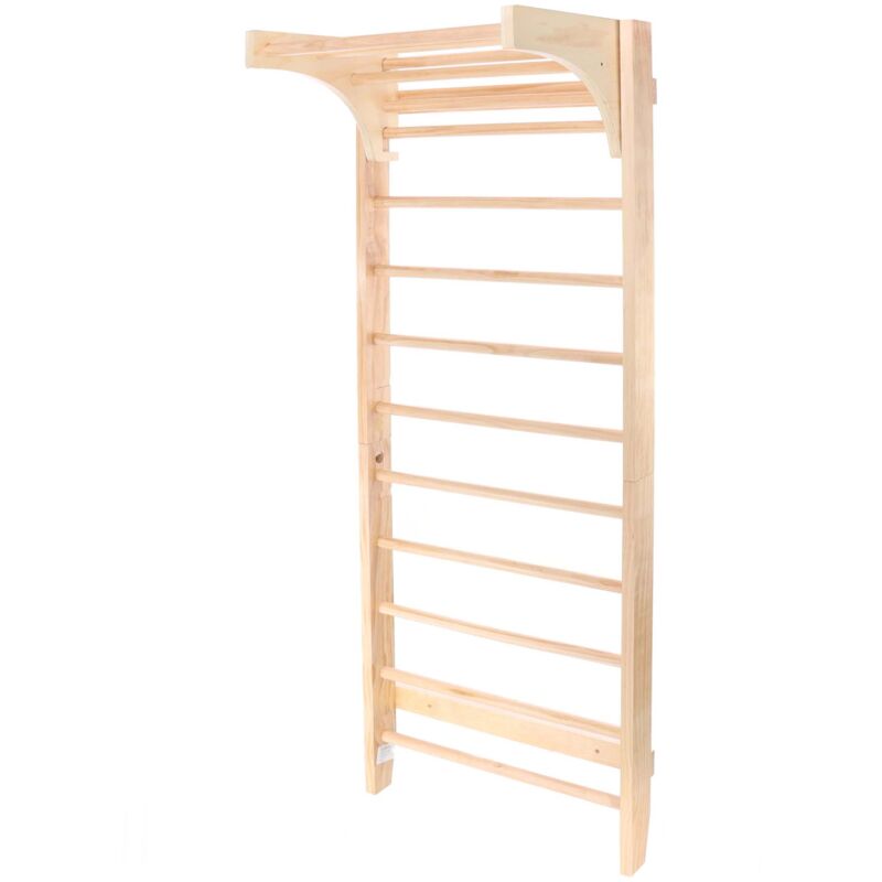 Espalier de gymnase – 800 x 550 x 2200 mm – Bois – jusqu'à 150 kg – Mur Paroi Escalade Enfants et Adultes – Barre réglable hauteur – Escalier