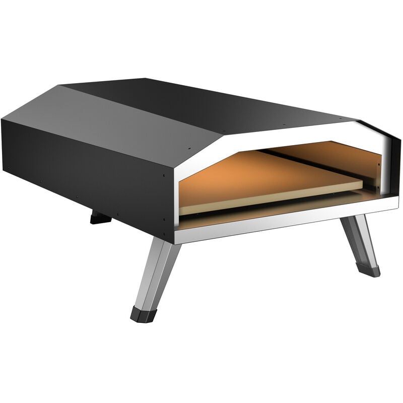 Toboli - Four à Pizza à gaz – 440 x 730 x 255 mm – avec Pierre 330 x 330 mm et Pieds pliables – Appareil cuisson portable Jardin Camping Vacances –