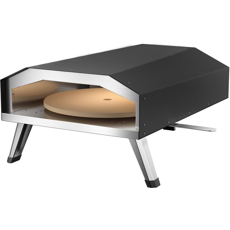 Toboli - Four à Pizza à gaz rotatif – 510 x 730 x 255 mm – avec Pierre ø 330 mm et Pieds pliables – Appareil cuisson portable Jardin Camping Vacances