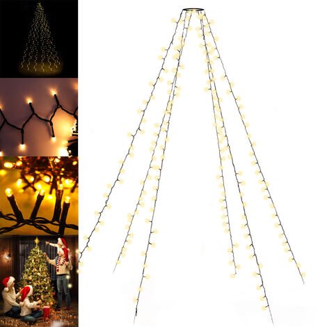 Toboli Guirlande lumineuse Sapin de Noël Anneau 192 LED Blanc Chaud 6x2m Intérieur Extérieur Déco