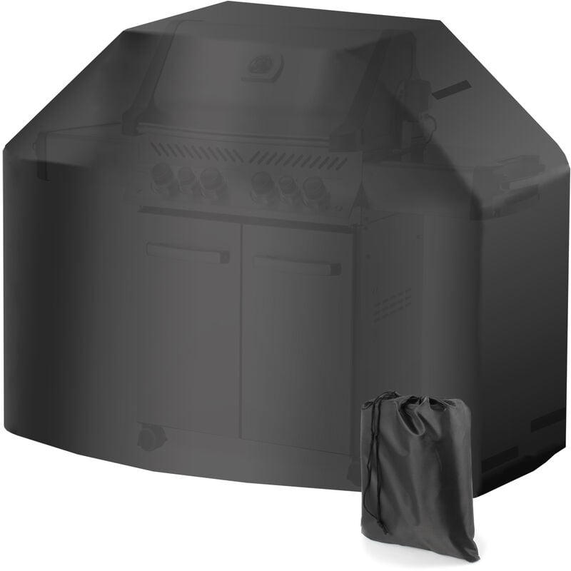 Toboli Housse de protection BBQ Noire 132x66x109cm pour Chariot barbecue à Charbon Housse Capot résistant pour différents modèles Étanchéité Poignées