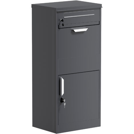 Toboli Paketkasten Anthrazit 500 x 370 x 1120 mm, Paketbox Zuhause, private Paketannahme passend für Pakete und Päckchen, Standbriefkasten Stahl