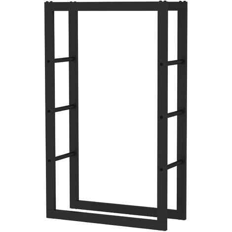 Toboli Soporte de leña 100x25x60cm exterior interior leñero metal con recubrimiento en polvo