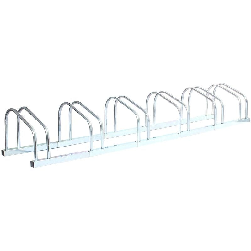 Toboli - Râtelier pour 6 vélos, 1680 x 320 x 265 mm, Support vélo en acier galvanisé, largeur de pneu 55 mm, Pied béquille de réparation montage
