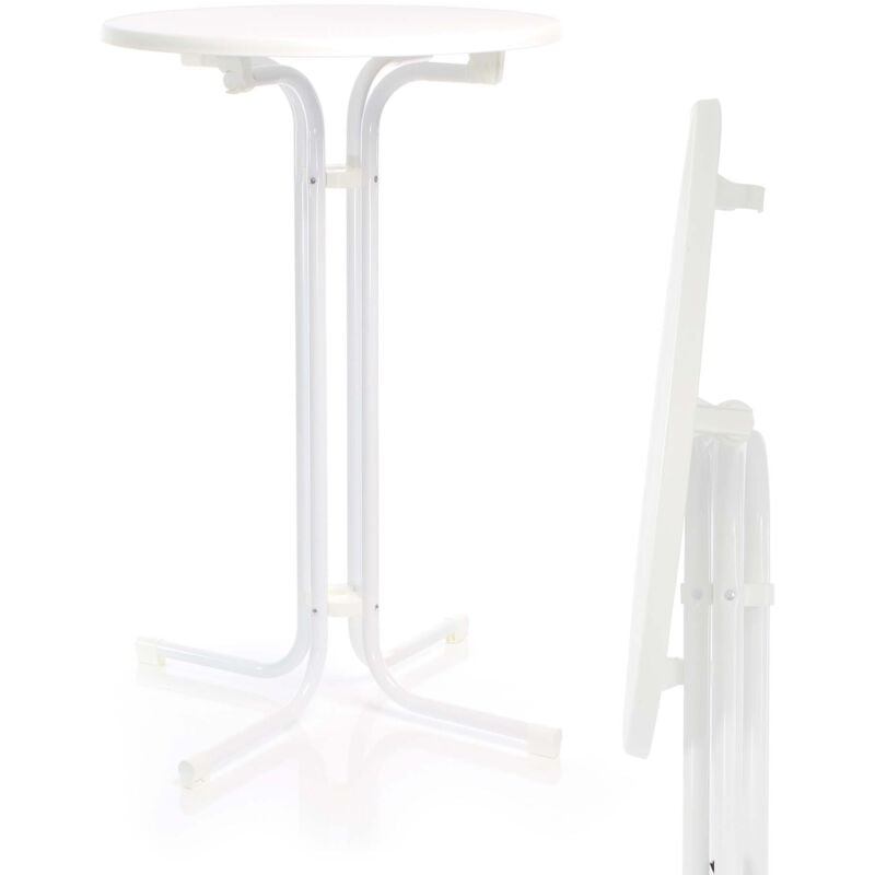 Toboli - Table haute de bar sur pied – ø 80 cm – Hauteur 110 cm – couleur Blanche / Ronde / Pliante – Usage intérieur et extérieur – Meuble Terrasse