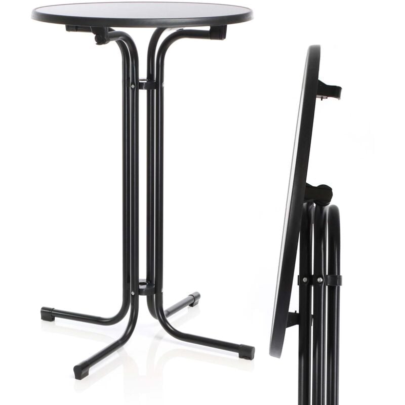 Toboli - Table haute de bar sur pied – ø 70 cm – Hauteur 110 cm – couleur Noire / Ronde / Pliante – Usage intérieur et extérieur – Meuble Terrasse