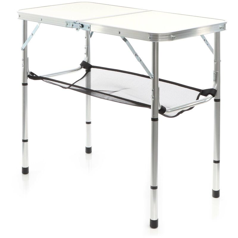 Table de camping pliante, 800 x 400 x 700 mm, table portable blanche en alu, réglable en hauteur 33/44/56/70 cm, extérieur, bbq, fêtes, barbecue,