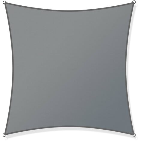 Toboli Vela ombreggiante 3,6x3,6m quadrata, grigia, traspirante, Parasole per giardino terrazzo