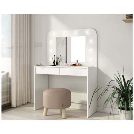 Tocador 100xH 142 cm blanco mate con espejo y luces LED - Sun
