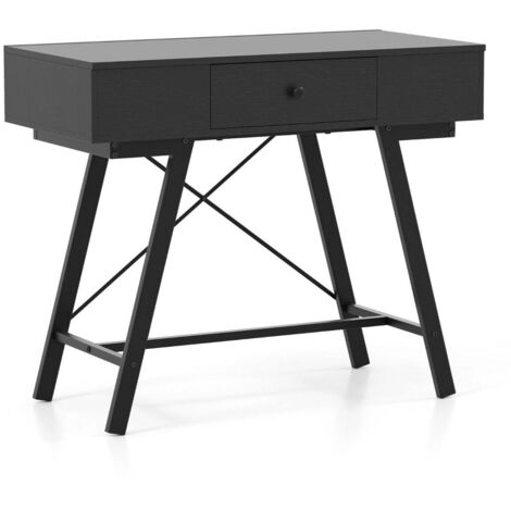 Tocador 2 en 1 con espejo y cajón 965 x 465 x 805 cm Espacio Práctico Diseño Rústico Metal Negro 200009882