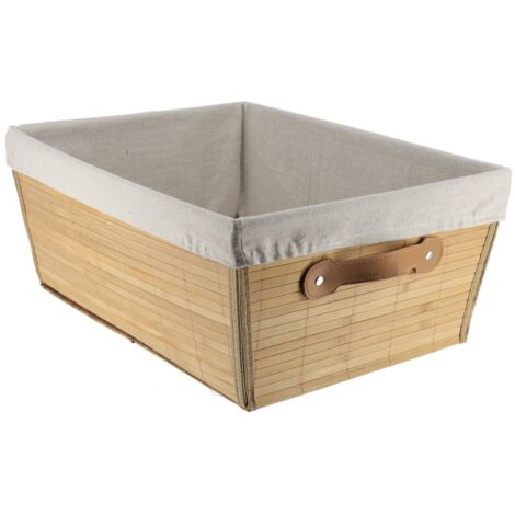 Tocador bambú 45 x 32,5 x 18 cm - tela lino bambú - Tendance