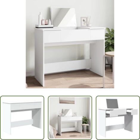 Tocador blanco -  Tocador con espejo blanco 100x45x76 cm