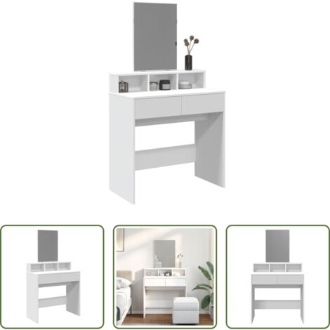 Tocador blanco -  Tocador con espejo blanco 80x41x144,5 cm