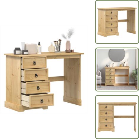 Tocador con cajones - vidaXL Tocador Corona madera maciza de pino 104x47x75 cm - Tocador de dormitorio