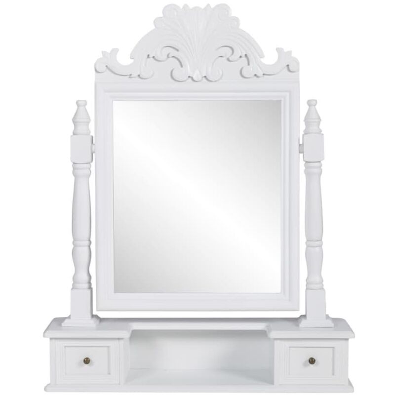 

Tocador con espejo abatible rectangular de MDF - Blanco