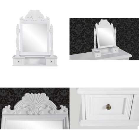 Tocador con espejo abatible rectangular de MDF - Espejo cuadrado - Tocador con cajones