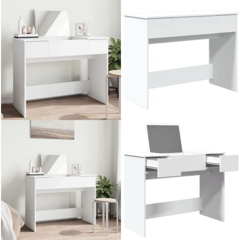 Tocador con espejo blanco 100x45x76 cm - Tocador blanco - Tocador moderno