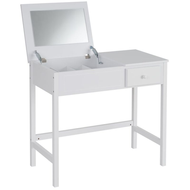 

Tocador con espejo blanco de pino de 90x45x82cm