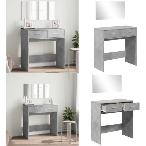 Tocador con espejo color gris hormigón 80x39x80 cm - Tocador de madera - Tocador moderno
