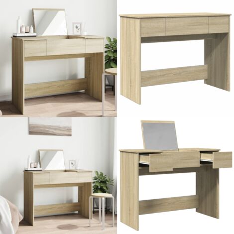 Tocador con espejo color roble Sonoma 100x45x76 cm - Tocador de baño - Tocador moderno