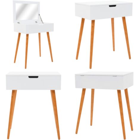 Tocador con espejo de MDF 60x40x75 cm - Almacenamiento de joyas - Espejo de vidrio