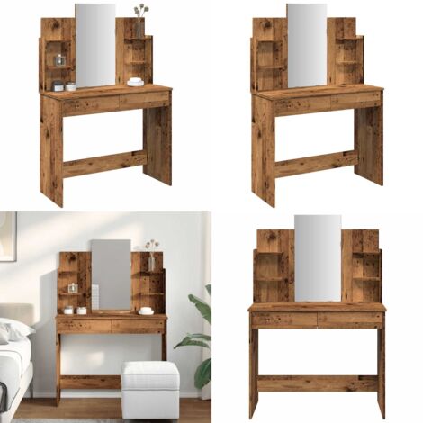 Tocador con espejo envejecida 96x39x142 cm - Tocador de maquillaje - Tocador de dormitorio